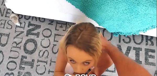  POVD Tiny small breasted blonde Kenzie Kai pov fucks big dick